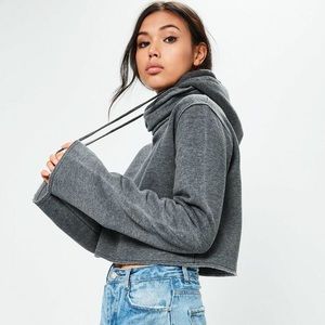 Grey Hooded Crop Sweater